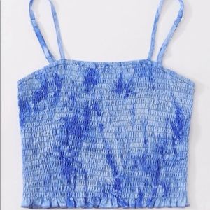 NWOT BLUE SMOCKED CROP TOP